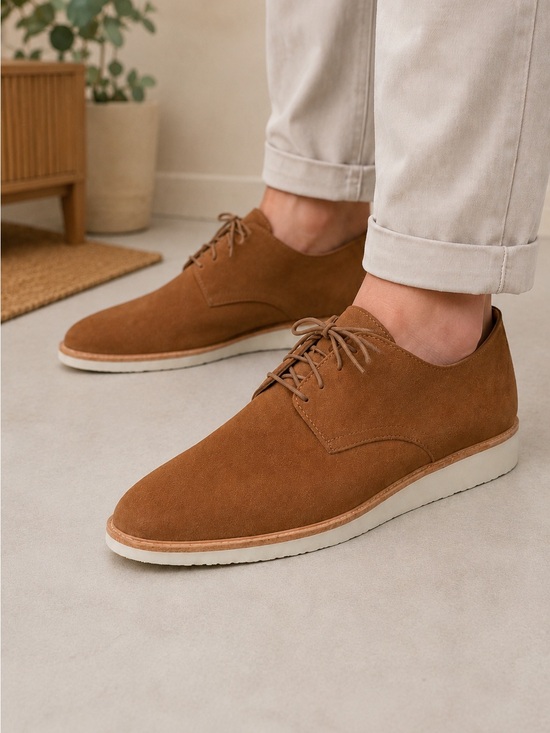 Nisolo Other - NIB Nisolo Tan Suede Derby with White Sole Lightweight Driving Shoes